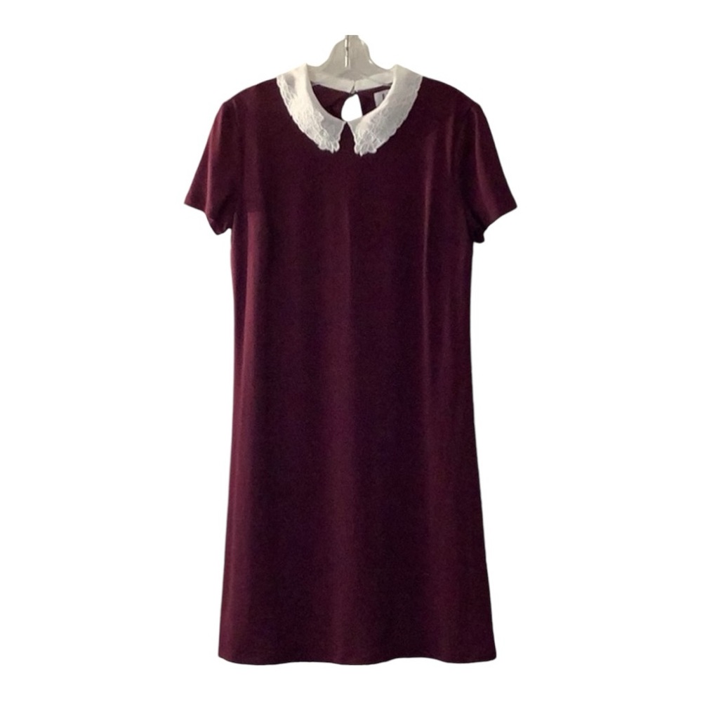 Elle Burgundy and White Dress